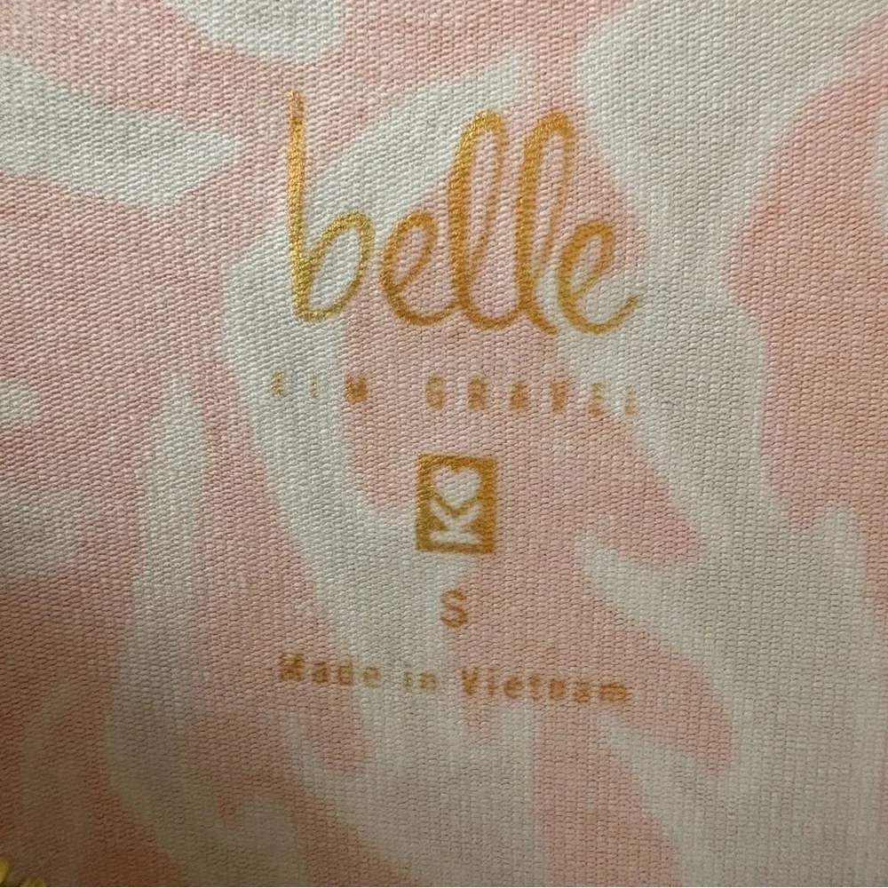 Belle by Kim Gravel Coral Reef Print Tassel V Neck Tunic Top Women’s Small